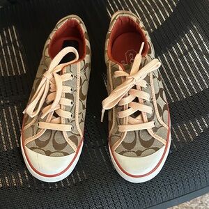 Coach Signature Pattern Sneakers in Brown and Cream